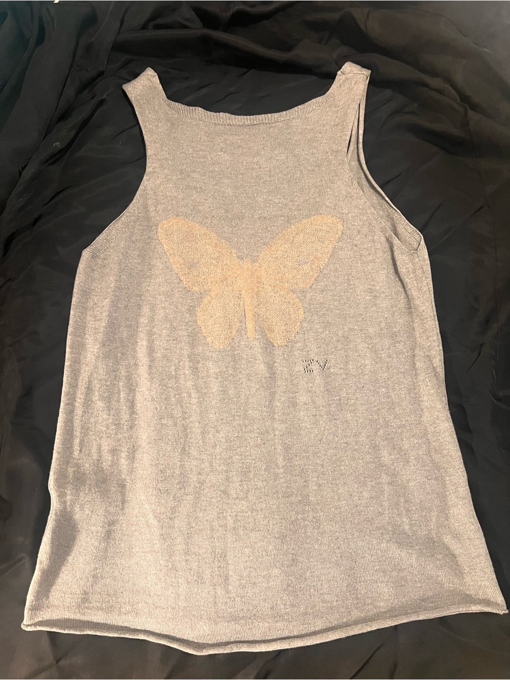 Zadig & Voltaire Gray Tank Top with Pink Butterfly